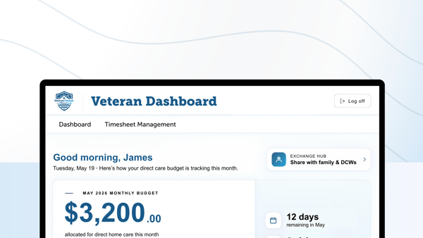 Veterans Choose Logo on a wavy background